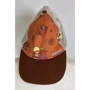 Marmot Trucker Hat Snapback Mesh Hiking Outdoors Burnt Orange Floral L/XL Womens